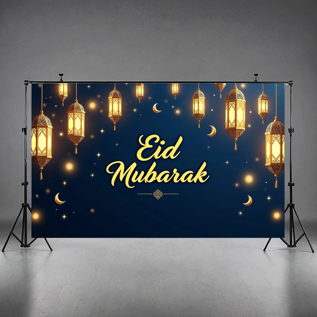 Eid Mubarak Banner Backdrop Background Ramadan Festival Decor Party Supplies Photography Props Decorations Islamic Celebration