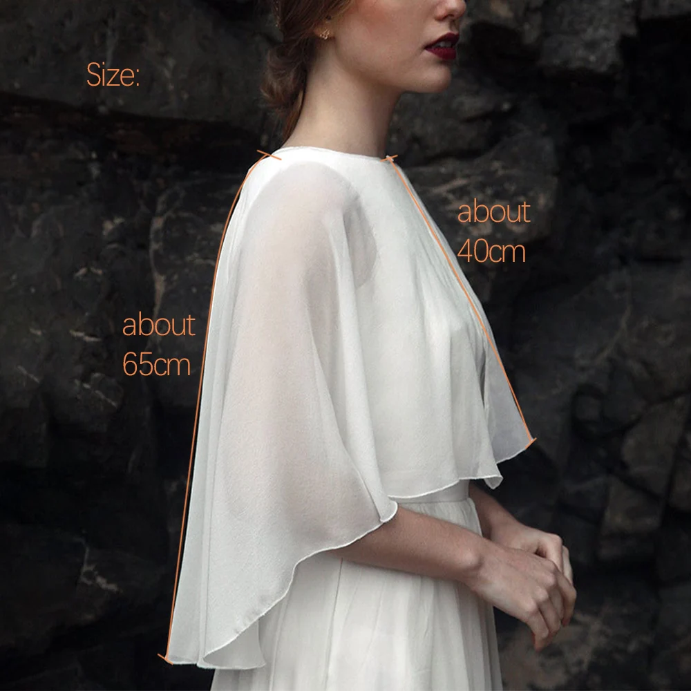 Frauen Hochzeit Bolero Weiche Leichte Chiffon Braut Schal High Low Formale Shrug Abend Capes für Dame Weiß Schwarz Rot