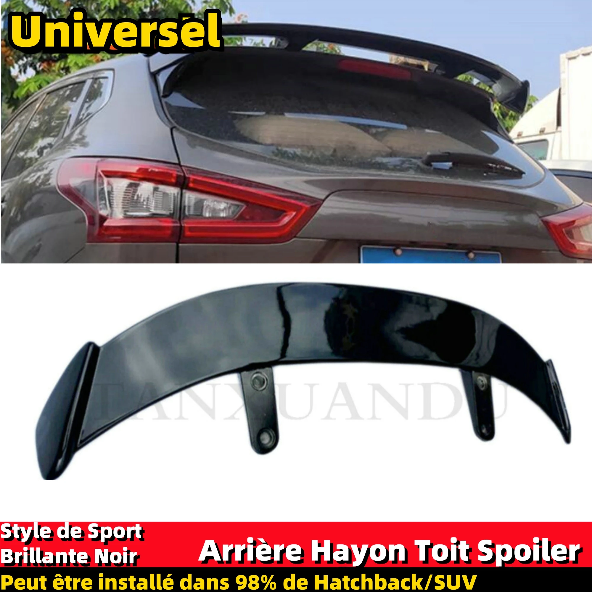 Universel Arrière Malle Hayon Toit Spoiler aile Aileron Pour Peugeot Renault Audi VW BMW Mercedes Citroen Dacia DS BrillanteNoir