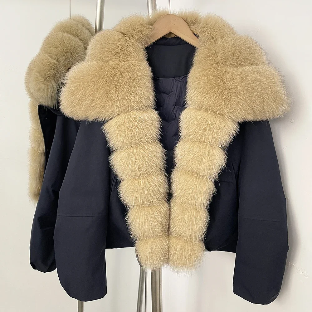 Daunenmantel für Damen, Winter-Parka-Jacken mit natürlichem Fell für Damen, Halbsaison-Jacke für Damen, warme Echtpelzmäntel für Damen 2025,