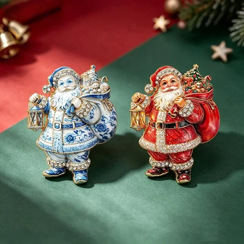 2 Color Santa Claus Brooch Pins 1Pcs Unisex Christmas Father Brooches Ideal Gift For Women New Year Party Decoration