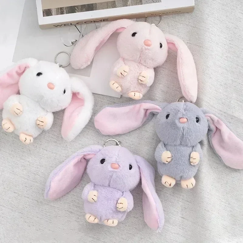 Cartoon Cute Long Ear Rabbit Plush Keychain Stuffed Animal Toys Bunny Doll Girls Bag Decoration Pendant Plush Children Toy Gifts