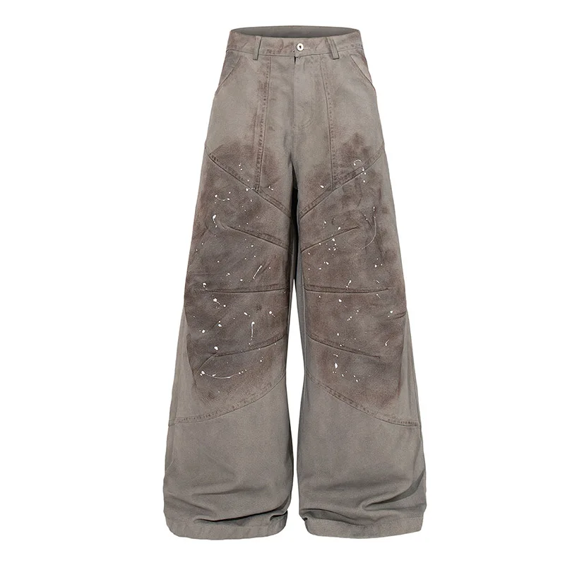 

Printed Hip Hop Streetwear Baggy Jeans Pants Washed Loose Vintage Denim Trousers For Male Patchwork