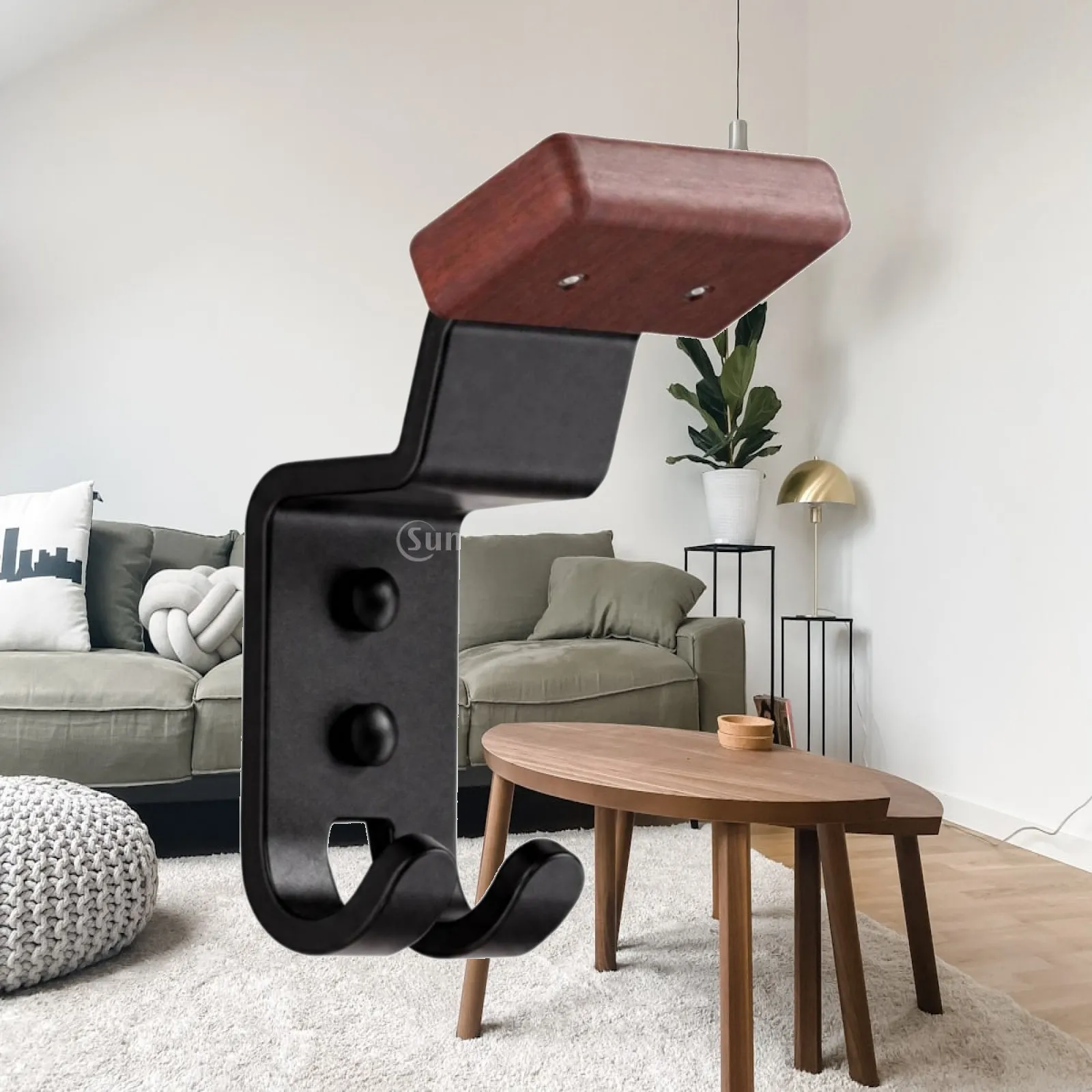 Space Saving Industrial Helmet Storage Rack Wall Mounted Beech Wood Shelf and Metal Hooks for Entryway Dressing Area