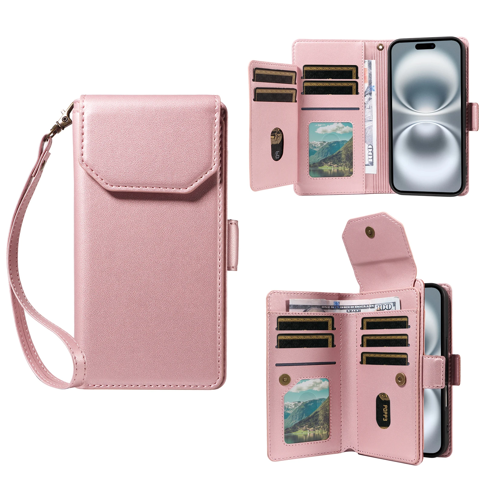 

Чехол-кошелек с несколькими 11 карточками для Samsung Galaxy Quantum 4 Quantum3 Wide 6 Wide5 Wide4 Jump 3 5G, кожаный ремешок с 2 слотами для наличных