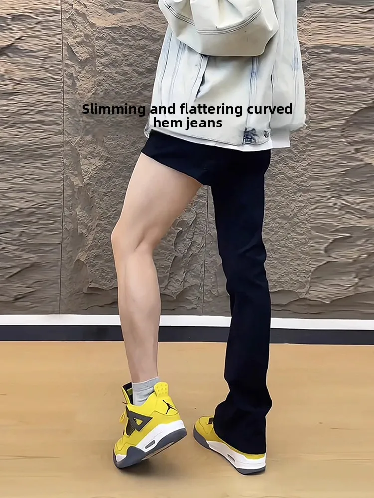 

Мужские джинсы Bla Le Blade, осенние, в американском стиле High Street, прямые, с легким расклешением, повседневная одежда