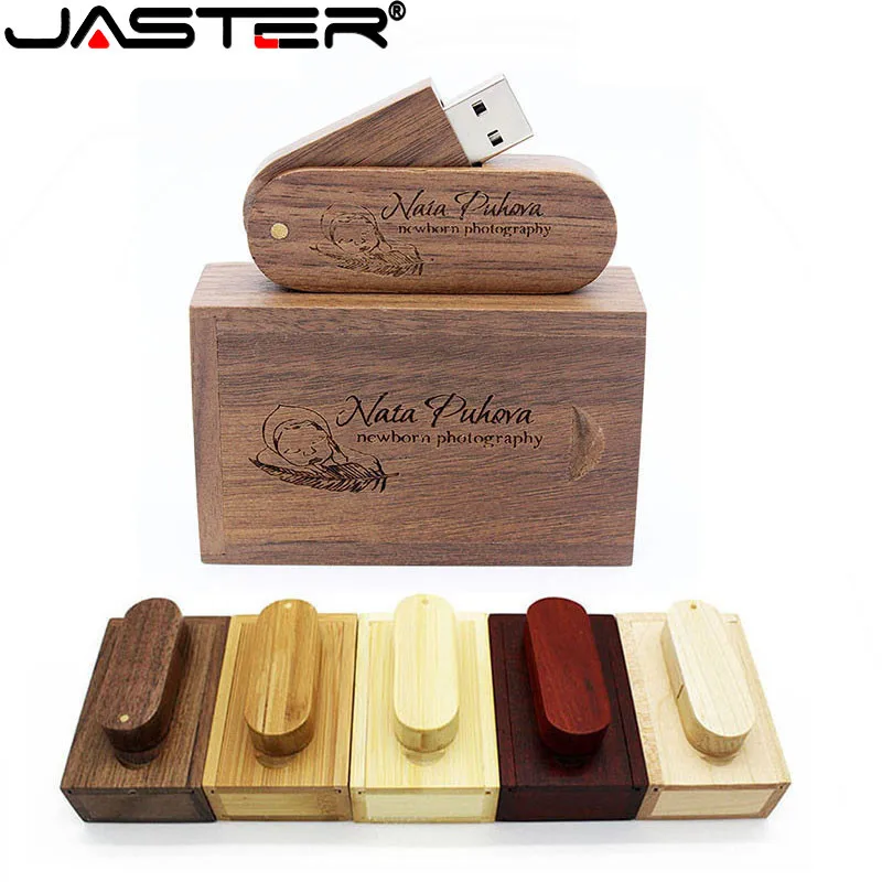 JASTER (1 PCS free LOGO) Wooden USB+ box USB Flash Drive pendrive 64GB 16G 32GB Memory stick for photography wedding gift