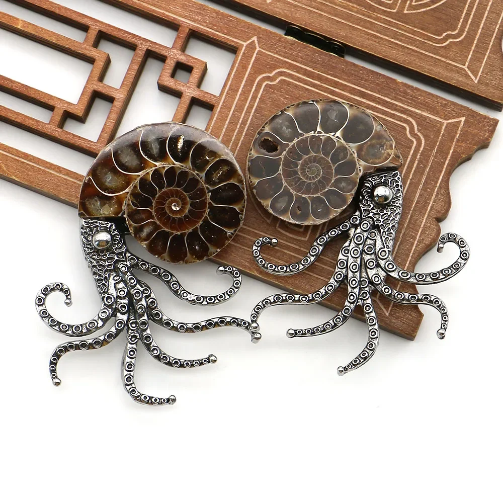 

Ammonite Octopus Brooch Shell Pendant Personalized Printed Electroplated Necklace Niche DIY Unique Gift Decorative Accessories