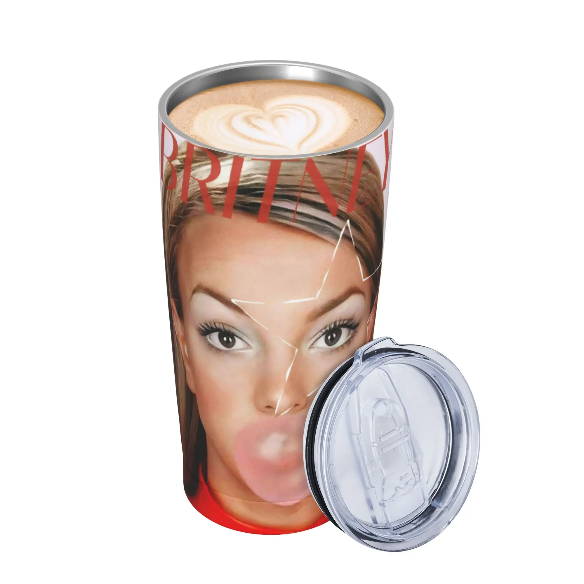 Singer Britney Spears Insulated Tumbler with Lid  Vacuum Thermal Mug Outdoor Portable Car Bottle Cup 20oz