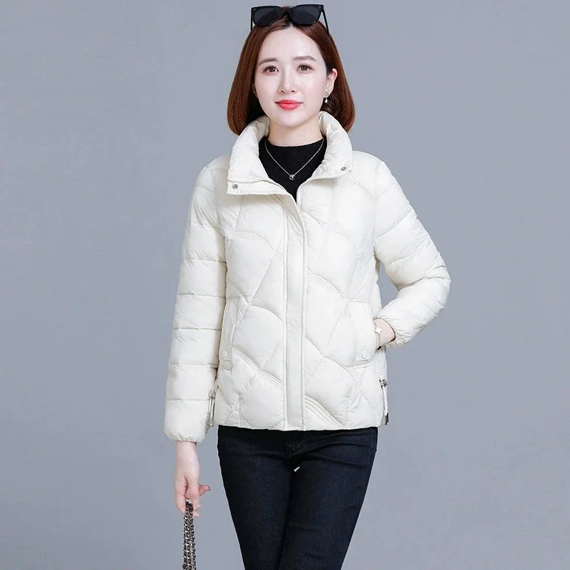 

Winter Fashion Women's down Cotton Padded Coat Short Stand Collar Loose Thick Warm Korean Long Sleeve Jacket Outerwear
