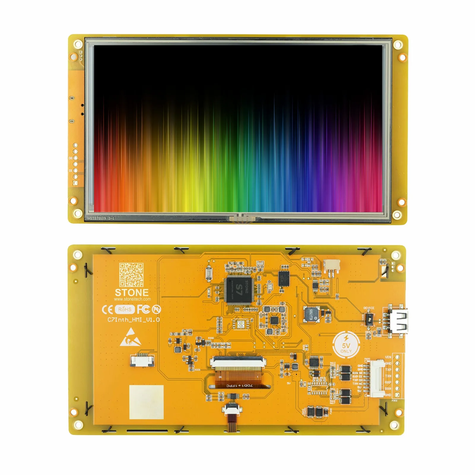 

7 Inch LCD-TFT HMI Display Module Intelligent Series RS232/TTL Resistive Touch Panel for Industrial Equipment Control