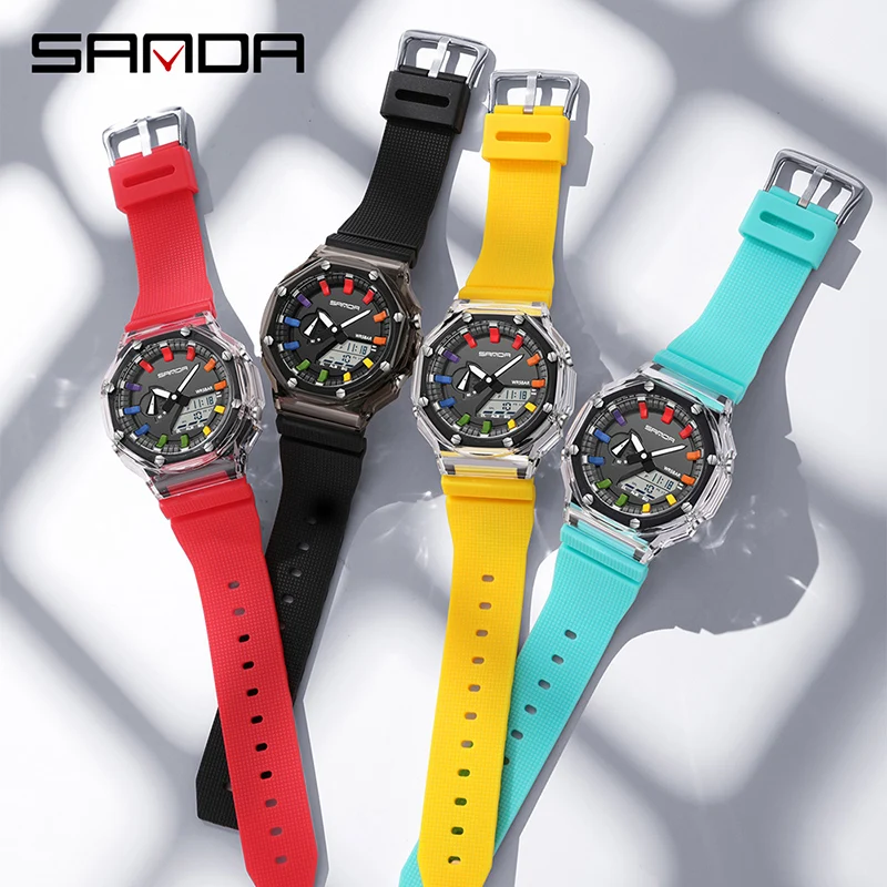 SANDA G Style reloj electrónico multifuncional, Digital, LED, alarma militar, de cuarzo