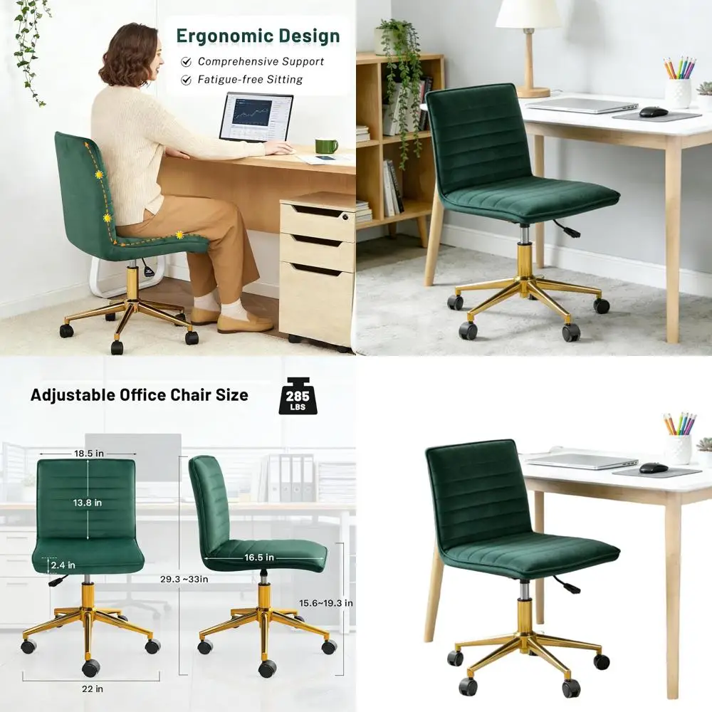 

Green Mid-Back Swivel Desk Chair with Adjustable Height and Wheels for Home Office and Bedroom