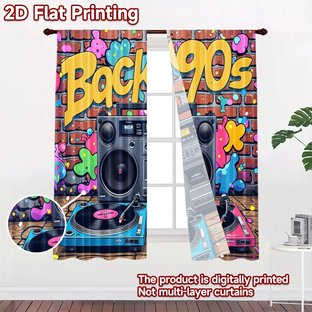 1pc 2D flat Photography Backdrop Tapestry 90s Music Graffiti 100% Polyester Family Party Decoration Perfect for Booth seats and