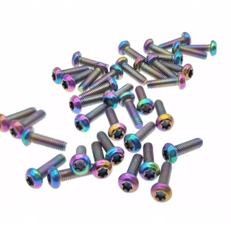 5pcs M3*6/8/10/12 TA2 Rainbow colourful titanium torx six lobe pan head screw