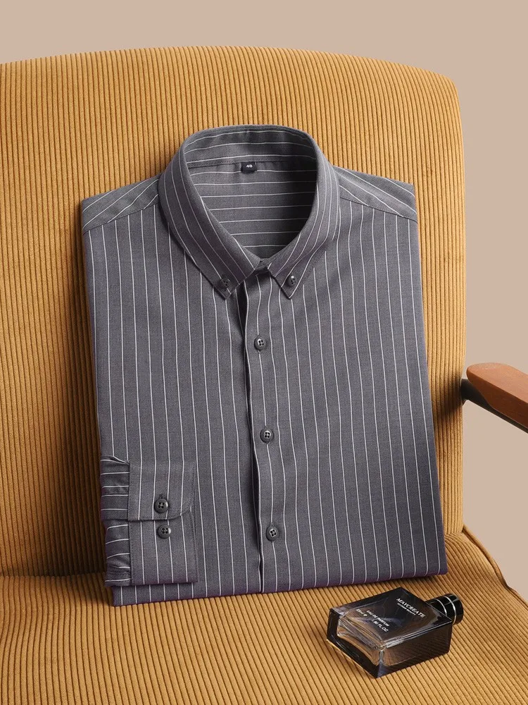 

Japanese Sle Long Sve Striped irt Casual Formal Men's irt Autumn High End Busin Casual Faionable Stand Fit