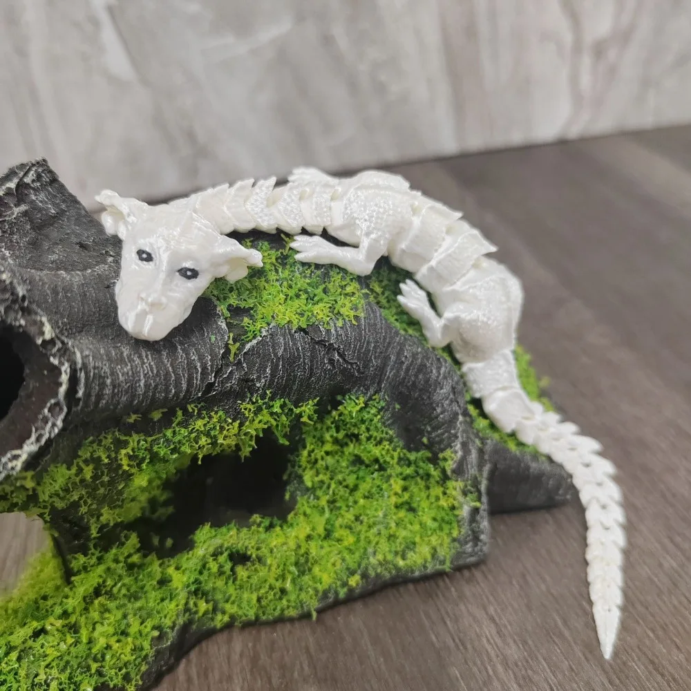 3D Printed Lucky Dragon Figurine Joint Movable Handmade Dog Head Dragon Ornament Realistic Unique Chinese Dragon
