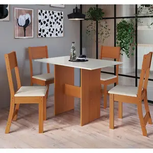 Mesa de Jantar 4 Cadeiras Retangular Freijo e Off White Indekes Luiza 8 principais vendas mesa jantar branca - №1