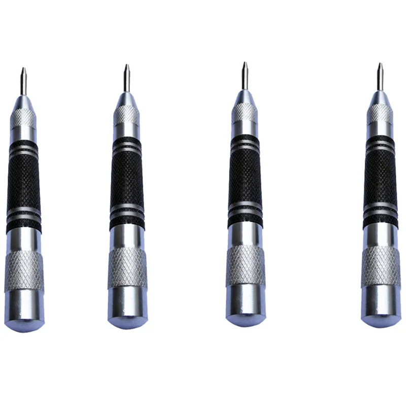 4Pcs Automatic Center Punch Graffiti Tool with Adjustable Spring Impact Center Mark, Suitable for Metal and Plastic