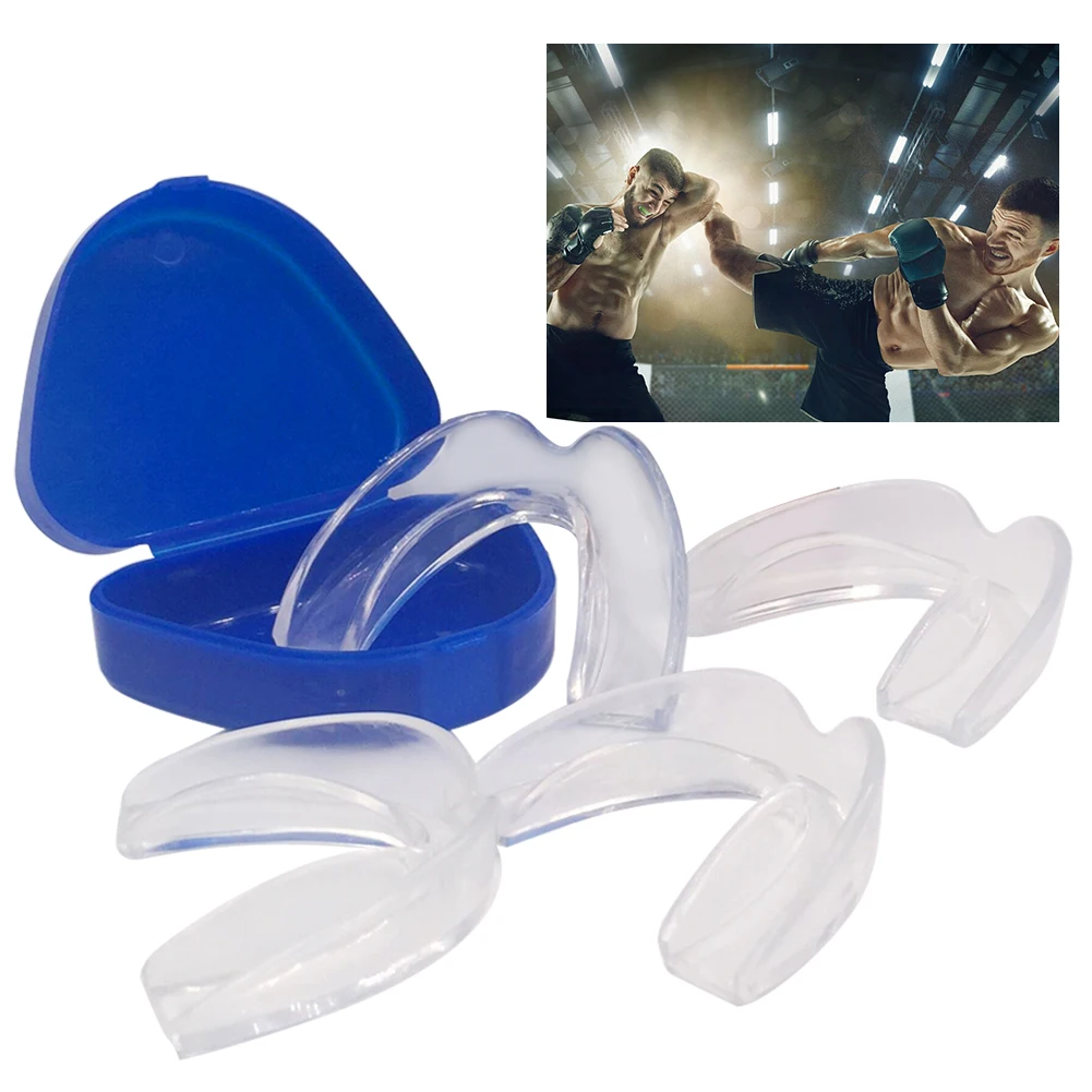 4Pcs Mouth Protector with Storage Case Anti-Grinding Mouthguard EVA Sports Mouth Guard Transparent for Teeth Clenching at Night