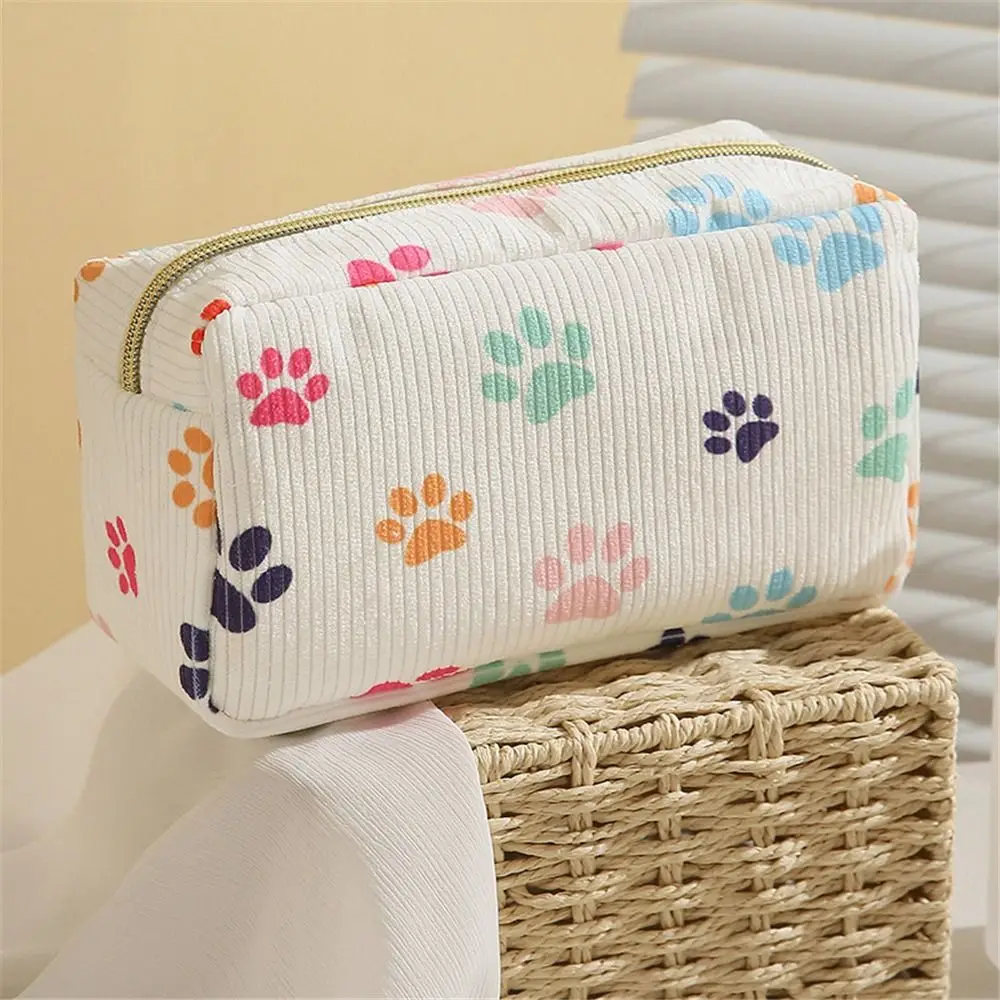 Makeup Brush Skincare Corduroy Makeup Bag Trendy Large Capacity Travel Storage Bag Printed Cosmetic Bags for Women