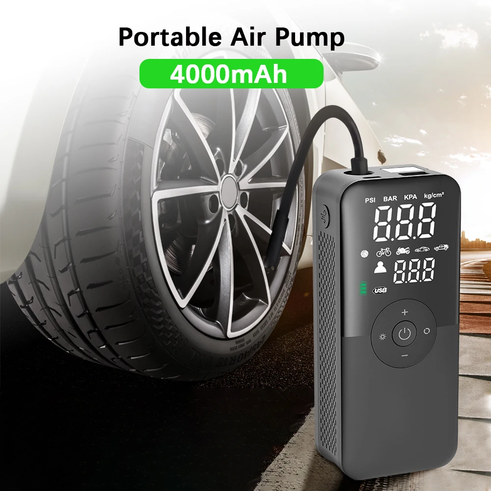 Rechargeable Air Pump Tire Inflator Digital Portable Compressor For Motocycle Bicycle Balls Cordless Car Tyre Inflator