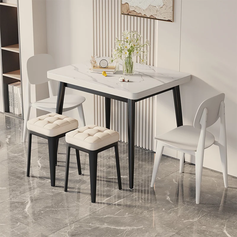 Stacking Stools,PU Leather Square Nesting Four-Legged Stool with Padded Stools Plastic Stackable Stool, Portable Breakfast