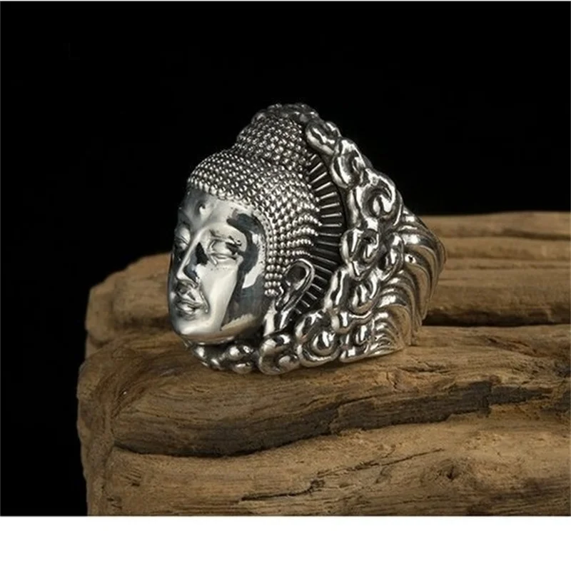 Ethnic Style Amitabha Buddha Ring For Men Jewelry Vintage Tathagata  Buddhist Personalized Ring Male Amulet Finger Accessories