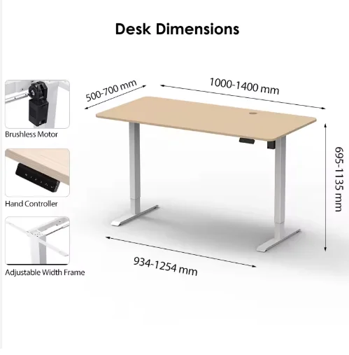 Height Adjustable Electric Desk, Single Motor, Solid Wood, Retro Gaming Table, Ergonomic Standing Desk for Office Computer