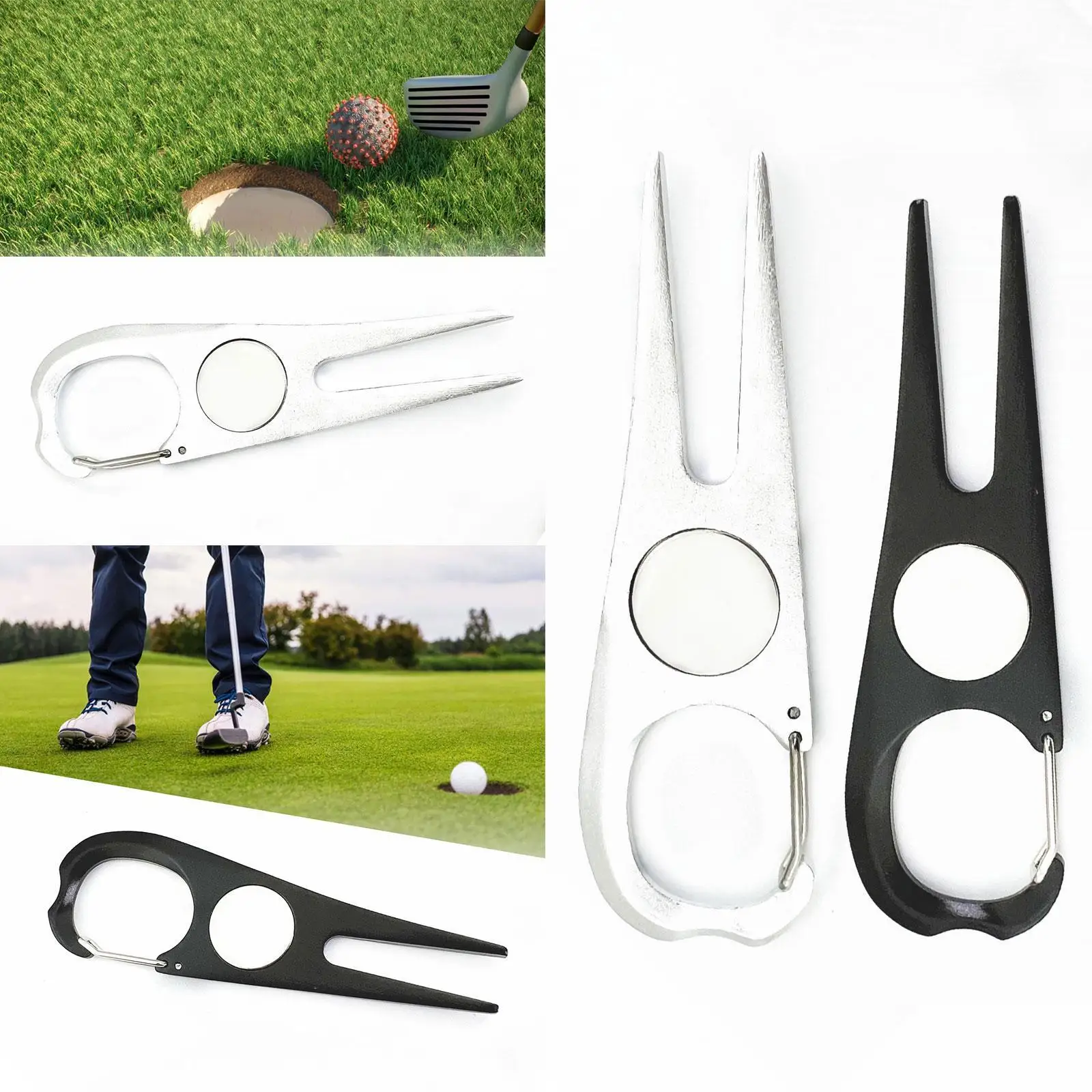 

Golf Divot Tool Stainless Steel Portable Groove Cleaner Equipment Pitch Fork Golf Forks Golfer Training Accessories Beginners