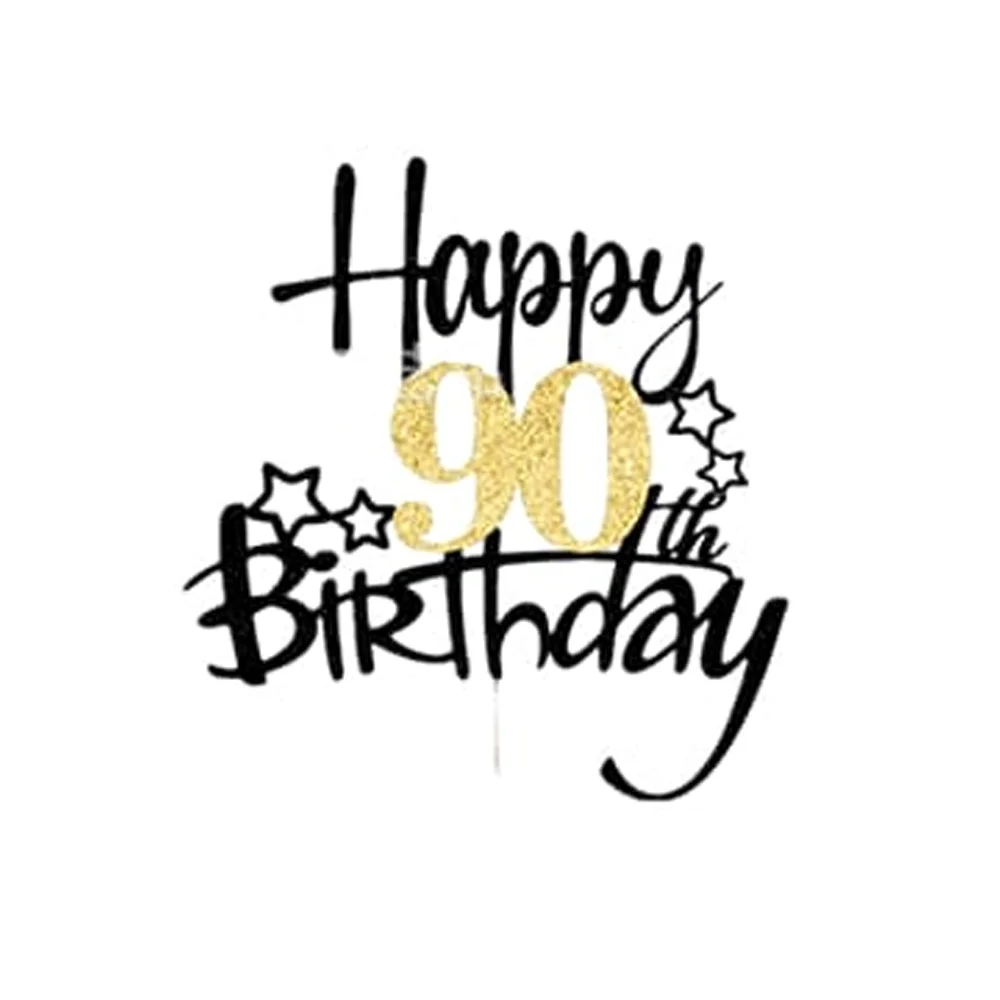 1 Stück Schwarzgold Happy 10 Birthday Cake Topper 10th 20th 30th 40th 50th 60th Loves & Wishes Partydekorationen für die Geburtstagsfeier – Detail 16
