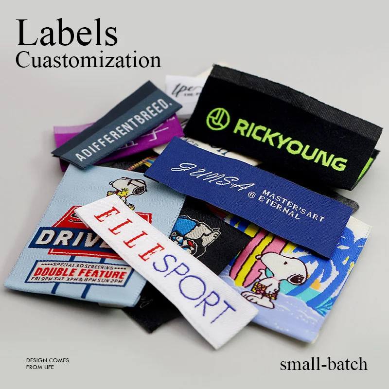 تسميات كبيرة الحجم مطوية مخصصة عالية الجودة شعار العلامة التجارية عالية الكثافة الملابس طوق تسميات الملابس الفاخرة المنسوجة Labe #3