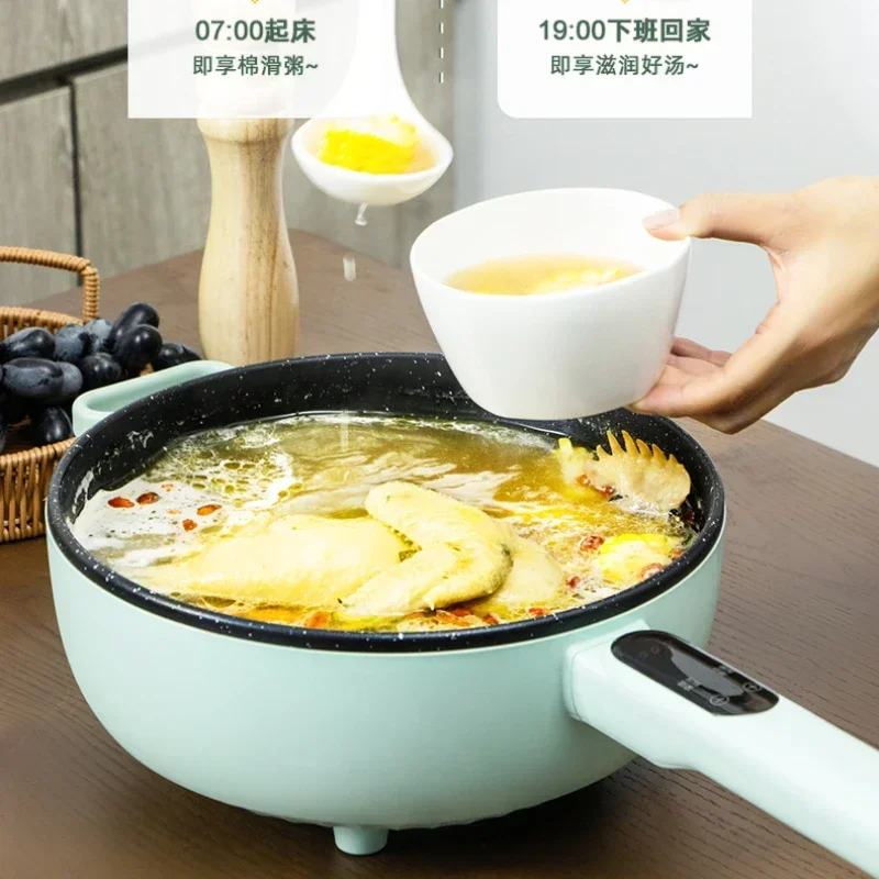 Wok eléctrico para el hogar, olla caliente para cocinar al vapor, ollas integradas, cocina, electrodoméstico, plato de frotamiento, fideos, ollas de vapor, sopa