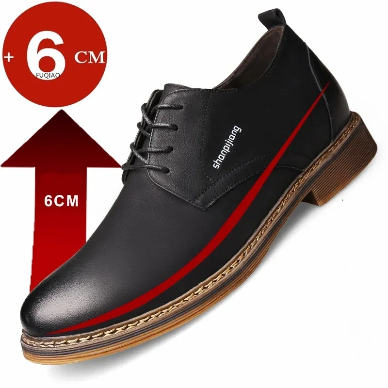 Winter Fleece Men Casual Shoes Elevator Shoes Lace Up Black Brown Oxfords for Men Height Increase Dress Fashion Leather Shoes