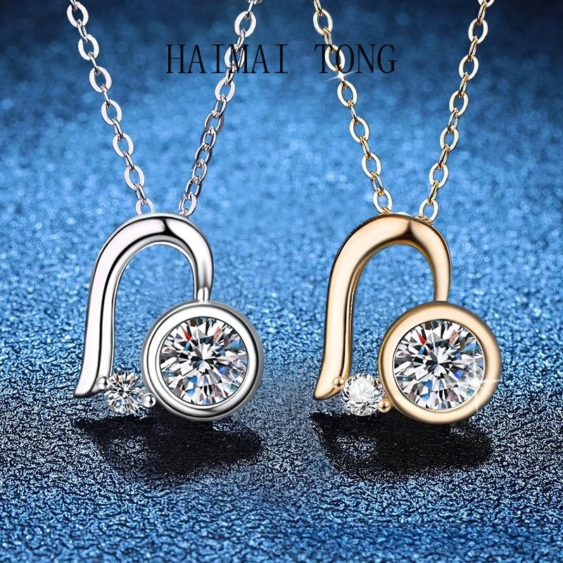 

HAIMAITONG PT950 платиновые трансграничные новые продукты, ожерелье женский кулон с муассанитом High Sense Love муассанитовое ожерелье подарок