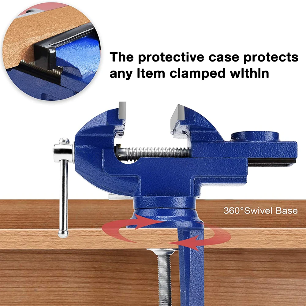 10mm/30mm/60mm Bench Vise Machine Vice Jaw Width 360 Degree Swivel Cast Iron Tabletop Multifunctional Heavy Clamp Tools for DIY