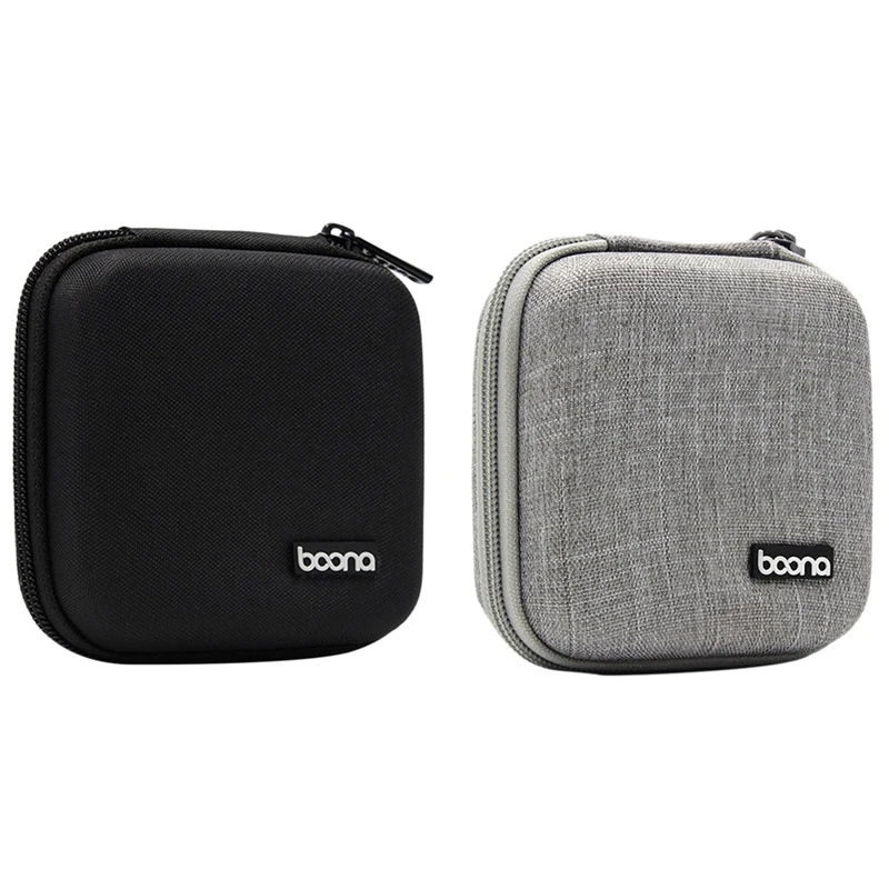 BOONA 2Pcs Travel Storage Bag Multi-Function Storage Bag For  Air/Pro Power Bank Data Cable Charger Headset Black & Gray