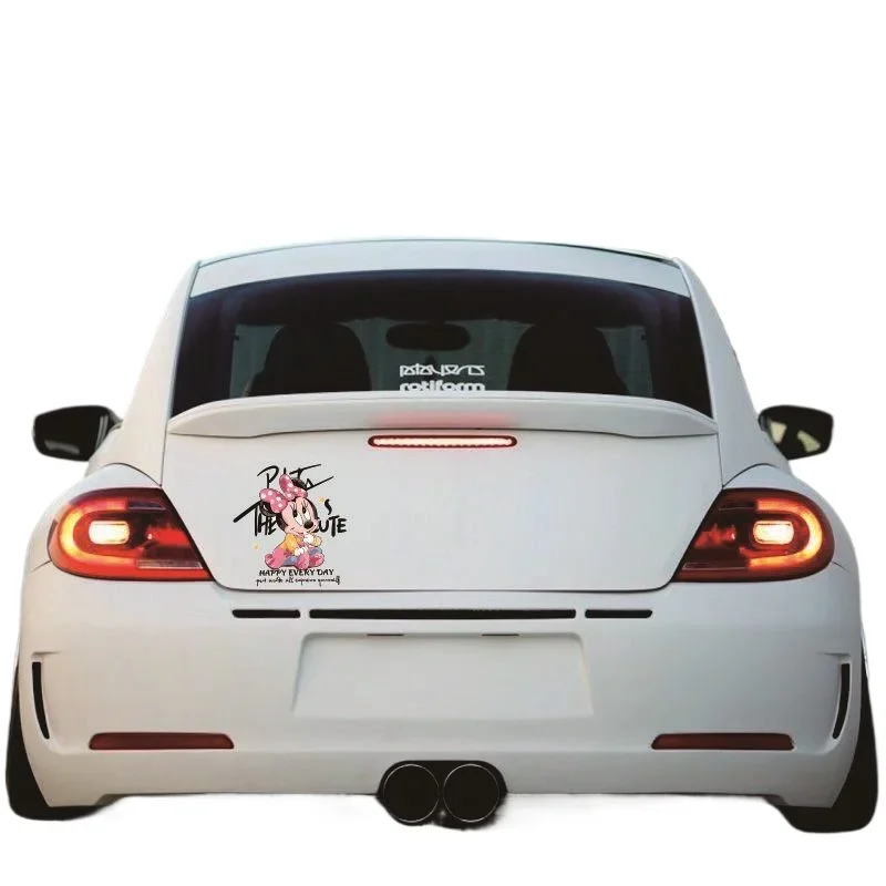 MINISO Disney Minnie Car Cartoon Stickers Cute Scratch Cover Fuel Tank Car  Decoration Stickers Body Decoration Accessories