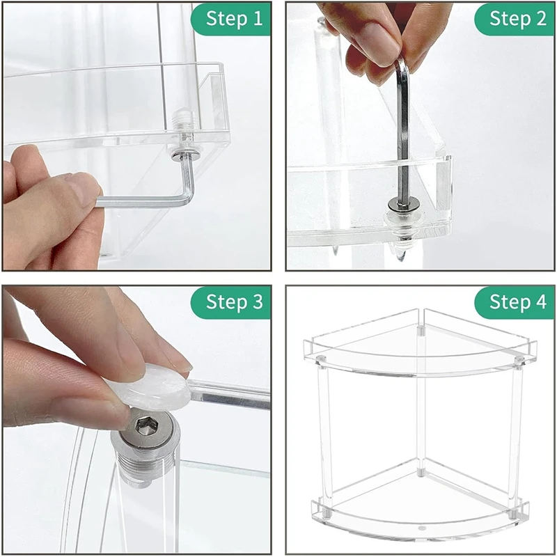 2 Tier Clear Acrylic Bathroom Countertop Corner Organizer Corner Storage Shelf Vanity Trays Storage Rack