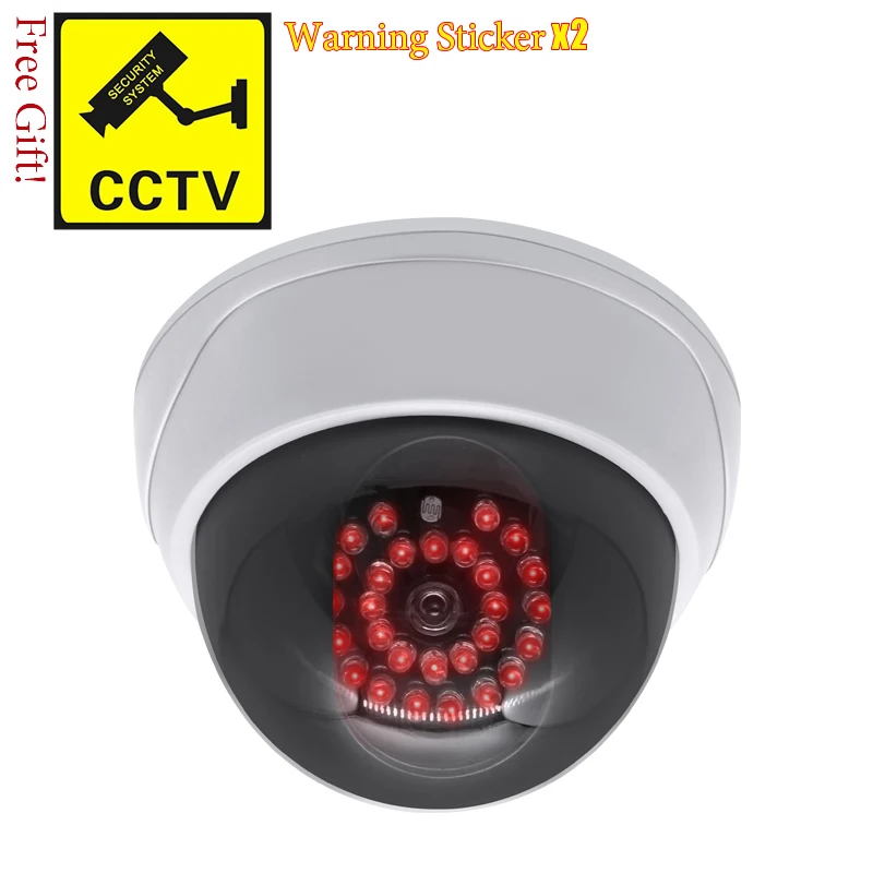 Fake Dummy CCTV Camera White Dome Camera 28pcs IR Red Leds Power Via 2AA Battery Scare The Thief Surveillance Security System