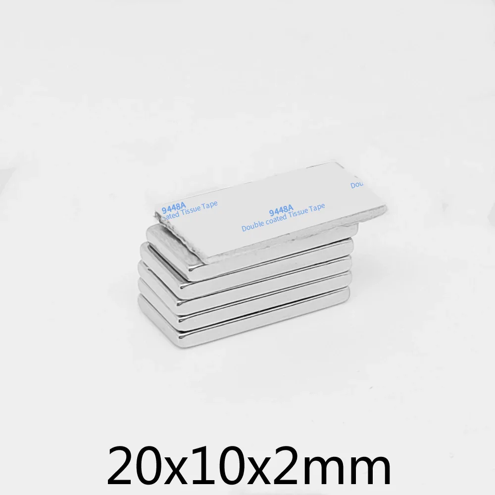 5/10/20/50/100/150PCS 20x10x2 Block Search Magnet With 3M Double-Sided Adhesive Tape 20*10*2 Strong Neodymium Magnets 20x10x2mm