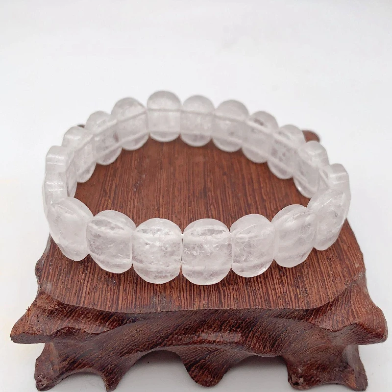 

Natural White Crystal Quartz Stone Bead Energy Bracelet Bangle for Gift 10x15mm thickness 6mm