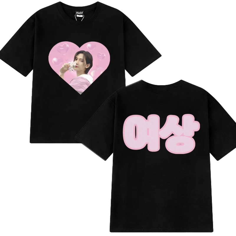 Kpop ATEEZ Yeosang Trend Dwustronnie Nadrukowane Koszulki 2025 Męskie Damskie Modne Koszulki Y2k z Krótkim Rękawem Unisex Bawełniane Topy