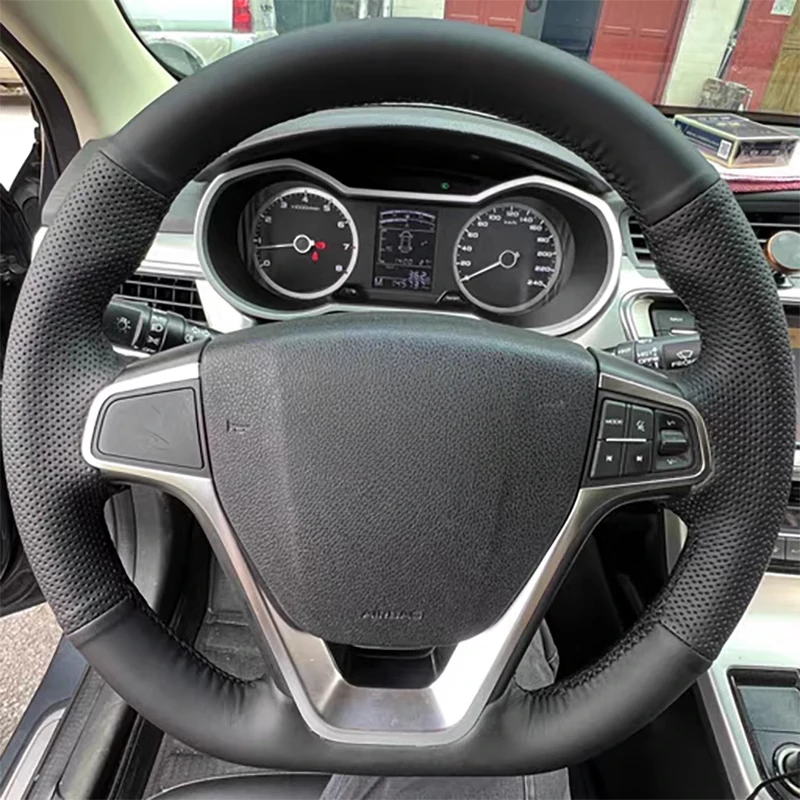 

Hand-Stitched Genuine Leather Steering Wheel Cover for Geely Emgrand GL, GS, Vision, Boyue, Borui - Full-Wrap Custom Fit