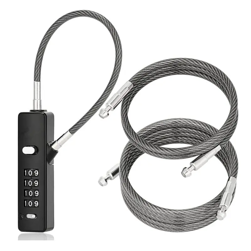 【HAPPY】Cable Combination Lock, Replacement Rope Included- Three Rubber Coated Steel Wire Rope Padlocks