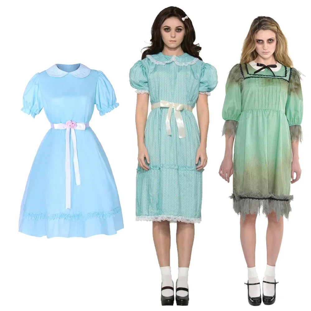 Movie The Shining Cosplay Costume Horro Dresses Uniform for Women Kids Halloween Carnival Party Performance Clothes Roleplay