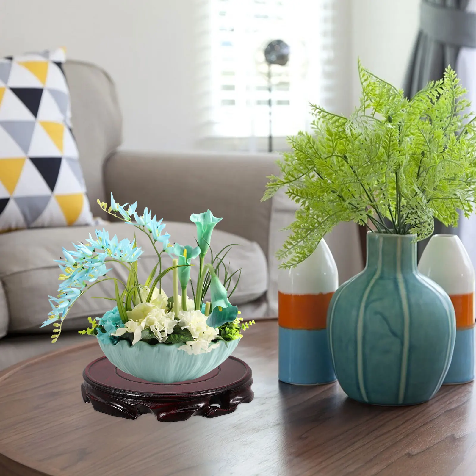 

15Cm Wooden Display Stand Base For Teapot Vase Plant Pedestal Table Lamp Lotus Succulent Bonsai Home Decor Oriental Chinese