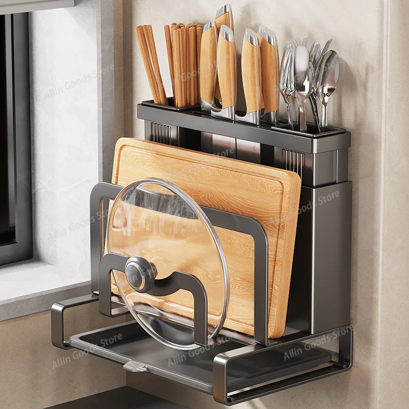 Kitchen Plate Knife Holder Wall Hanging Shelf   Cutting Board Rack Kitchen Knife  Cage  Cutting Board Rack Knife Storage