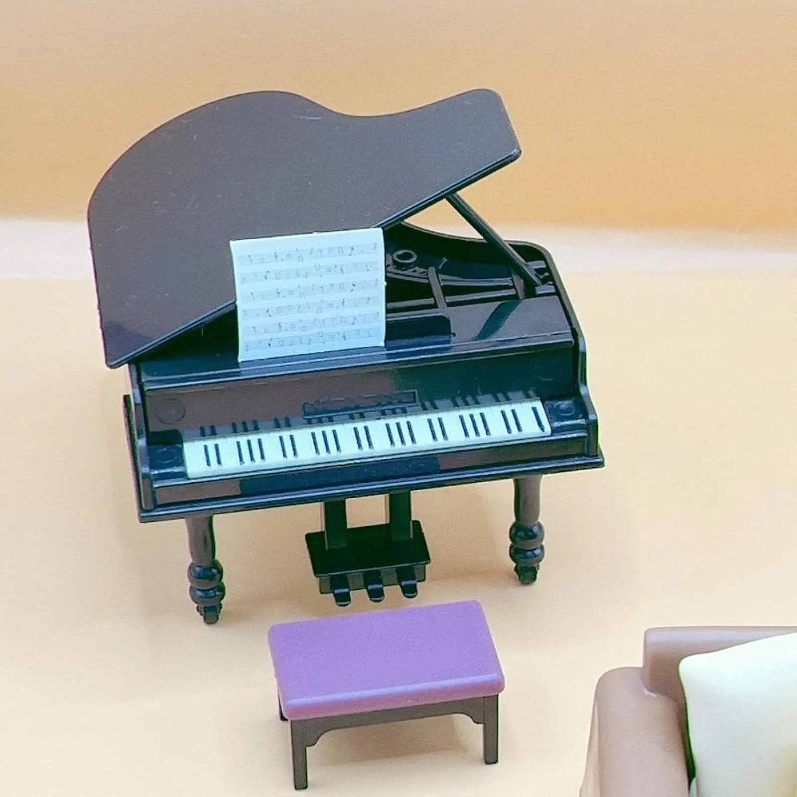 Pianoforte per casa delle bambole con ornamenti per sgabelli per casa delle bambole Playhouse in scala 1/6 1/12
