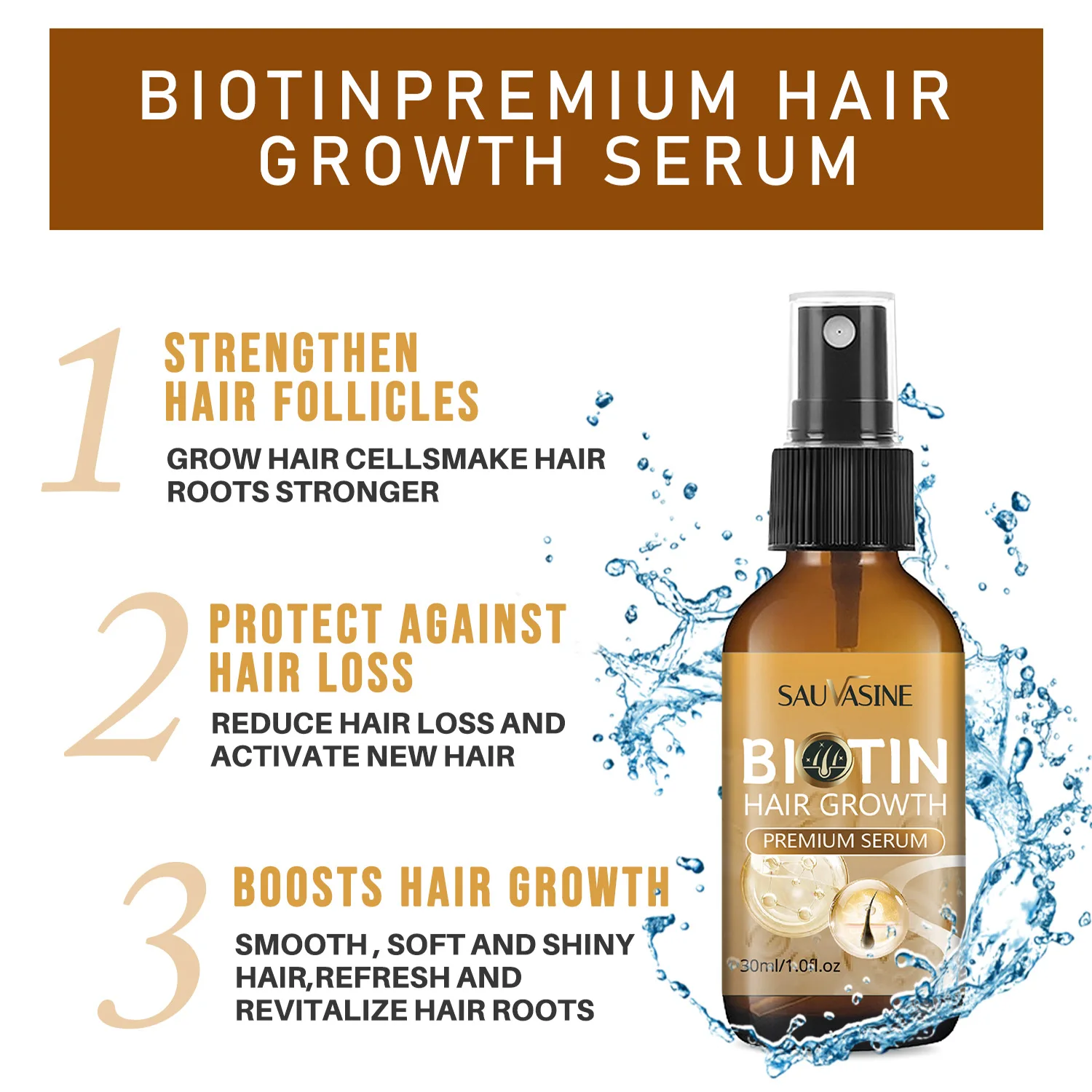 Biotin  Serum Prevent Hair Loss Common White Hair  Roots Stronger  Smooth, Soft and Shiny